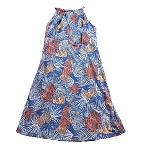 Columbia Sportswear Tropical Halter Maxi Dress Women Medium Blue Floral Print
